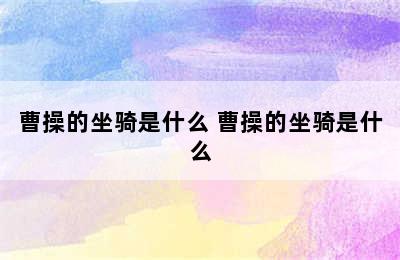 曹操的坐骑是什么 曹操的坐骑是什么